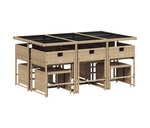 11-Daļīgs Dārza Mēbeļu Komplekts, Matrači, Bēša Pe Rotangpalma Vidaxl