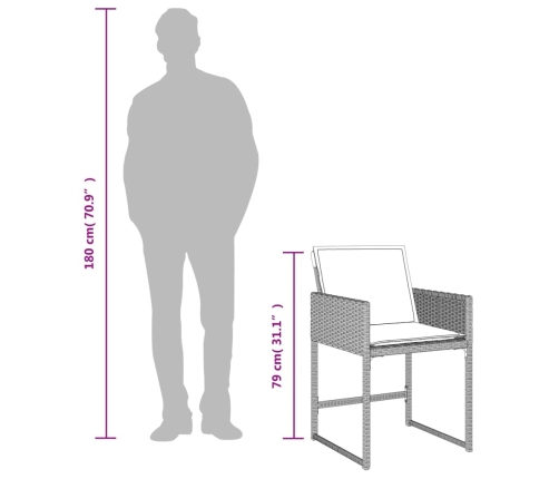 vidaXL 11-daļīgs dārza mēbeļu komplekts ar matračiem, gaiši pelēka PE