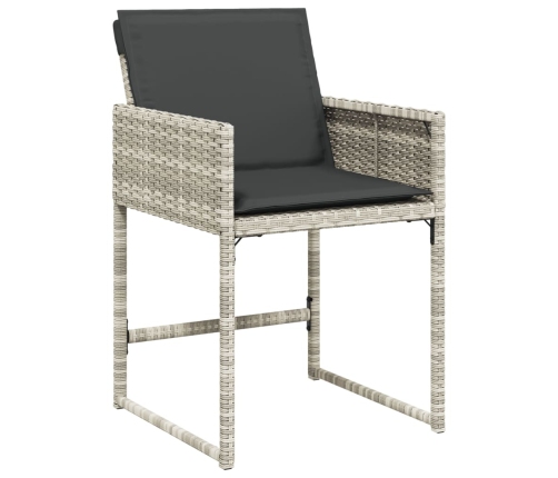 vidaXL 11-daļīgs dārza mēbeļu komplekts ar matračiem, gaiši pelēka PE