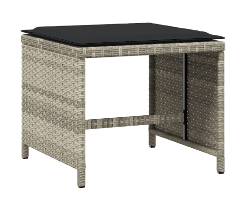 vidaXL 11-daļīgs dārza mēbeļu komplekts ar matračiem, gaiši pelēka PE