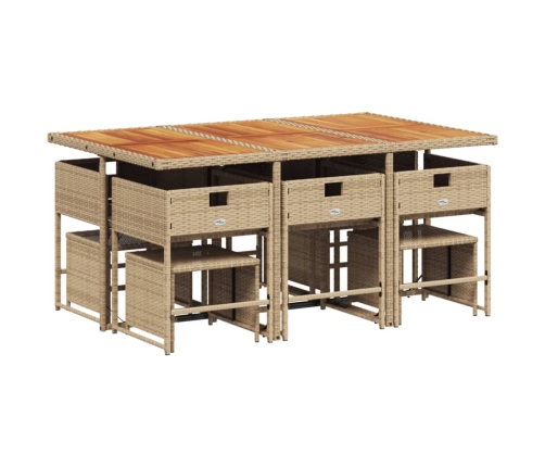 11-Daļīgs Dārza Mēbeļu Komplekts, Matrači, Bēša Pe Rotangpalma Vidaxl