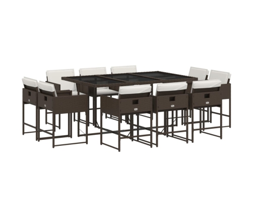 11-Daļīgs Dārza Mēbeļu Komplekts, Matrači, Brūna Pe Rotangpalma Vidaxl