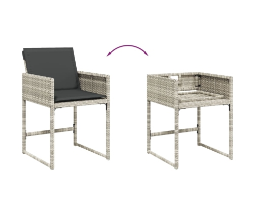 11-Daļīgs Dārza Mēbeļu Komplekts Ar Matračiem, Gaiši Pelēka Pe Vidaxl