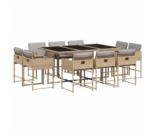 vidaXL 11-daļīgs virtuves mēbeļu komplekts ar matračiem,PE rotangpalma