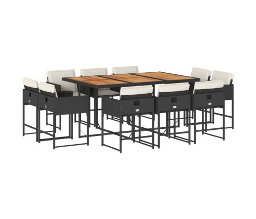 11-Daļīgs Dārza Mēbeļu Komplekts, Matrači, Melna Pe Rotangpalma Vidaxl