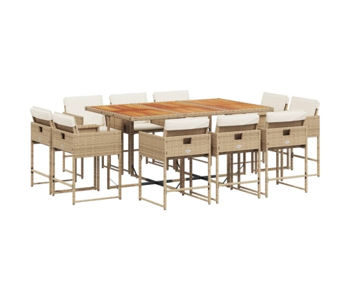 11-Daļīgs Dārza Mēbeļu Komplekts, Matrači, Bēša Pe Rotangpalma Vidaxl