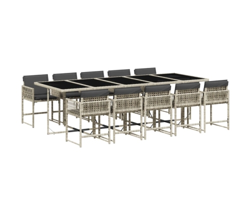 11-Daļīgs Dārza Mēbeļu Komplekts Ar Matračiem, Gaiši Pelēka Pe Vidaxl