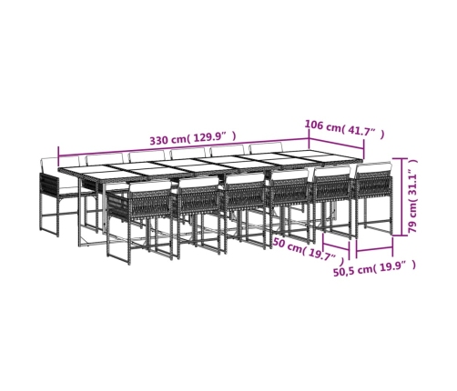 11-Daļīgs Dārza Mēbeļu Komplekts Ar Matračiem, Gaiši Pelēka Pe Vidaxl