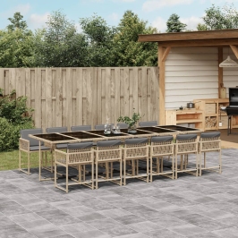 13-Daļīgs Virtuves Mēbeļu Komplekts Ar Matračiem,Pe Rotangpalma Vidaxl