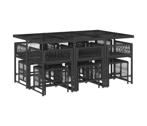 vidaXL 11-daļīgs dārza mēbeļu komplekts, matrači, melna PE rotangpalma