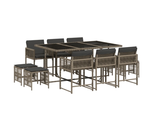 vidaXL 11-daļīgs dārza mēbeļu komplekts ar matračiem, PE rotangpalma