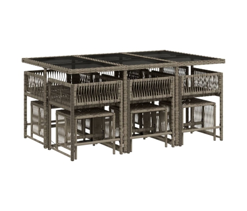 vidaXL 11-daļīgs dārza mēbeļu komplekts ar matračiem, PE rotangpalma