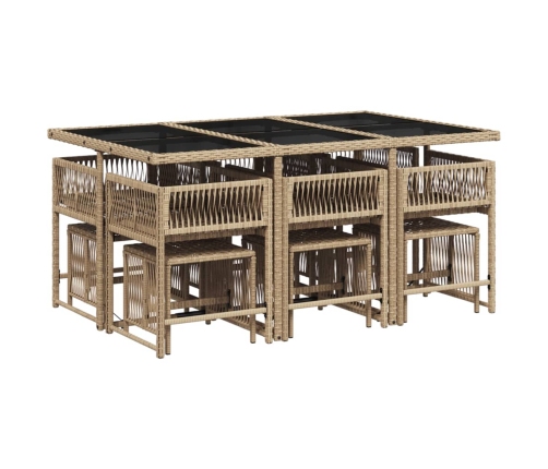 11-Daļīgs Dārza Mēbeļu Komplekts, Matrači, Bēša Pe Rotangpalma Vidaxl