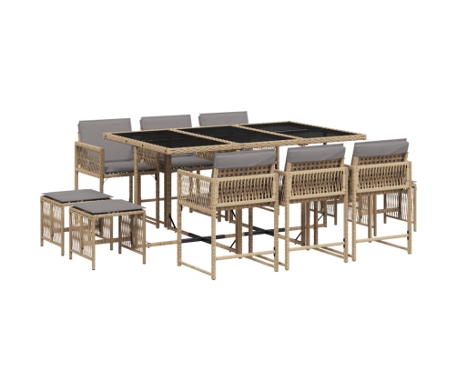 11-Daļīgs Virtuves Mēbeļu Komplekts Ar Matračiem,Pe Rotangpalma Vidaxl