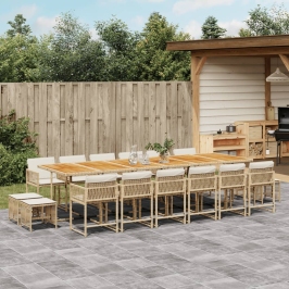 17-Daļīgs Virtuves Mēbeļu Komplekts Ar Matračiem, Bēša Pe Vidaxl