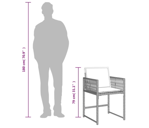 11-Daļīgs Dārza Mēbeļu Komplekts Ar Matračiem, Gaiši Pelēka Pe Vidaxl