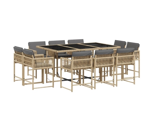 vidaXL 11-daļīgs virtuves mēbeļu komplekts ar matračiem,PE rotangpalma