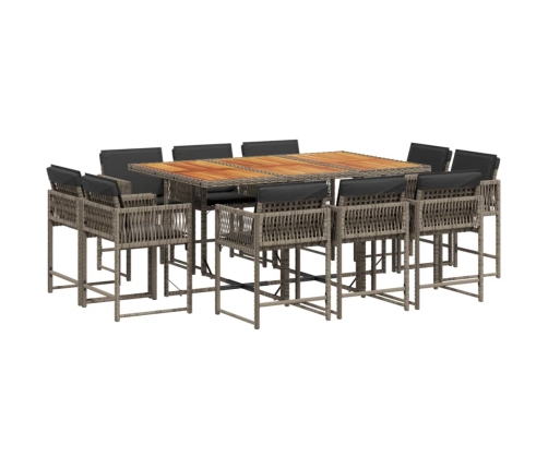 vidaXL 11-daļīgs dārza mēbeļu komplekts ar matračiem, PE rotangpalma