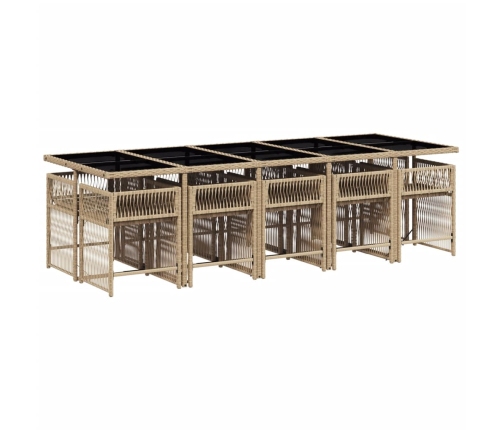 11-Daļīgs Dārza Mēbeļu Komplekts, Matrači, Bēša Pe Rotangpalma Vidaxl