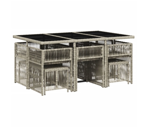 11-Daļīgs Dārza Mēbeļu Komplekts Ar Matračiem, Gaiši Pelēka Pe Vidaxl