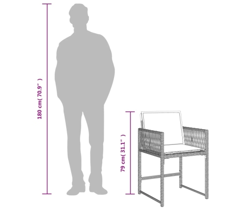 11-Daļīgs Dārza Mēbeļu Komplekts Ar Matračiem, Gaiši Pelēka Pe Vidaxl