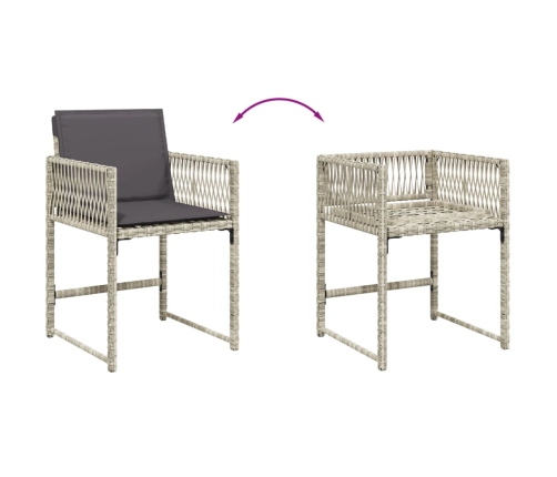 11-Daļīgs Dārza Mēbeļu Komplekts Ar Matračiem, Gaiši Pelēka Pe Vidaxl