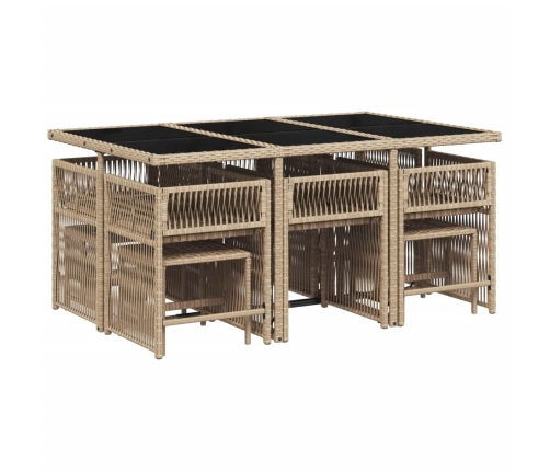 vidaXL 11-daļīgs virtuves mēbeļu komplekts ar matračiem,PE rotangpalma