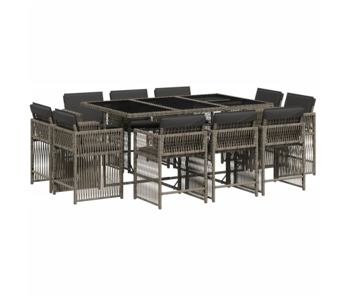 vidaXL 11-daļīgs dārza mēbeļu komplekts ar matračiem, PE rotangpalma