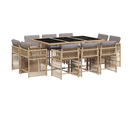 vidaXL 11-daļīgs virtuves mēbeļu komplekts ar matračiem,PE rotangpalma