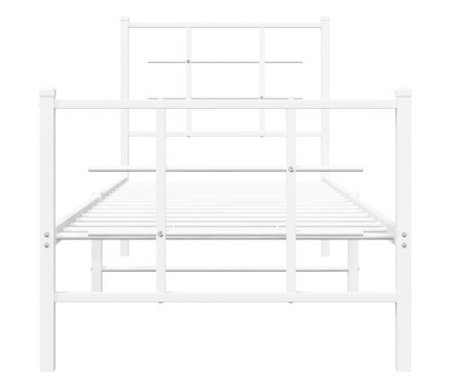 vidaXL gultas rāmis ar galvgali un kājgali, balts metāls, 75x190 cm