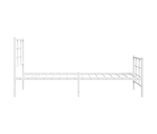 vidaXL gultas rāmis ar galvgali un kājgali, balts metāls, 75x190 cm
