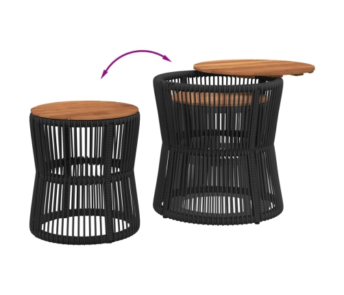 vidaXL dārza galdiņi, 2 gab., koka virsma, melni, PE rotangpalma