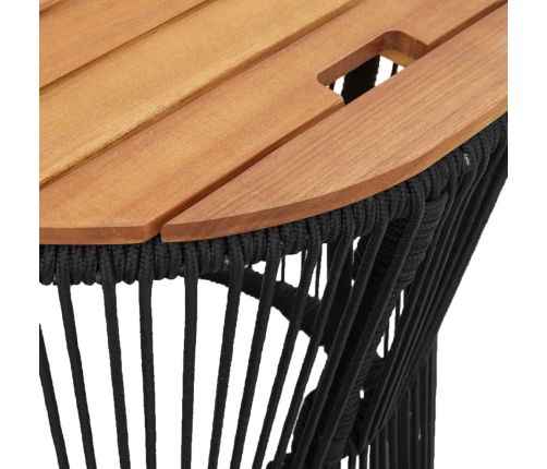 vidaXL dārza galdiņi, 2 gab., koka virsma, melni, PE rotangpalma