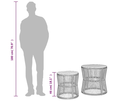vidaXL dārza galdiņi, 2 gab., koka virsma, melni, PE rotangpalma