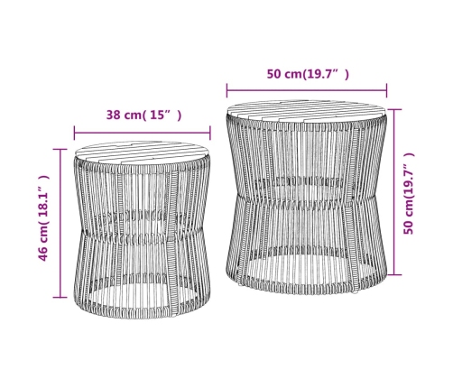 vidaXL dārza galdiņi, 2 gab., koka virsma, melni, PE rotangpalma