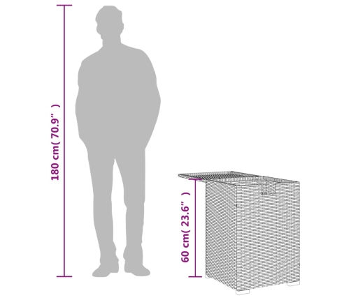 vidaXL gāzes balona pārsegs, pelēks, 40x40x60 cm, PE rotangpalma