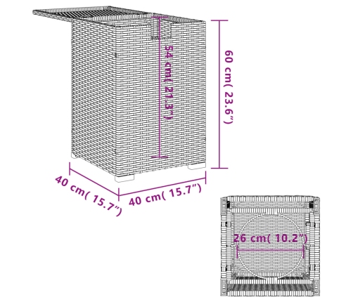 vidaXL gāzes balona pārsegs, pelēks, 40x40x60 cm, PE rotangpalma