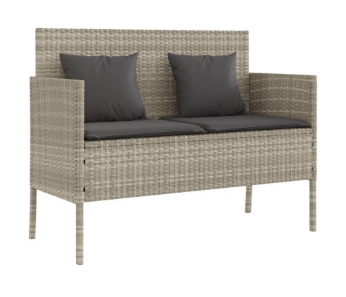 vidaXL dārza sols ar matračiem, gaiši pelēka PE rotangpalma