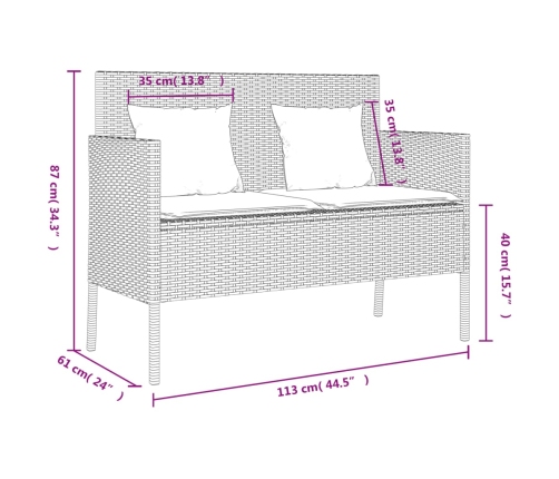 vidaXL dārza sols ar matračiem, gaiši pelēka PE rotangpalma