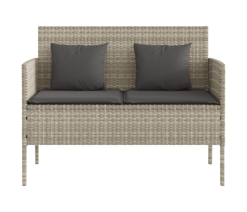 vidaXL dārza sols ar matračiem, gaiši pelēka PE rotangpalma