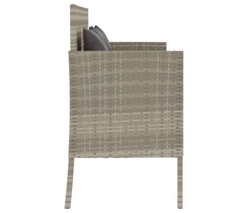 vidaXL dārza sols ar matračiem, gaiši pelēka PE rotangpalma