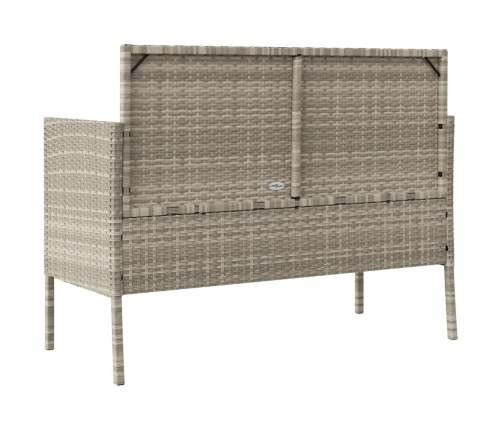 vidaXL dārza sols ar matračiem, gaiši pelēka PE rotangpalma