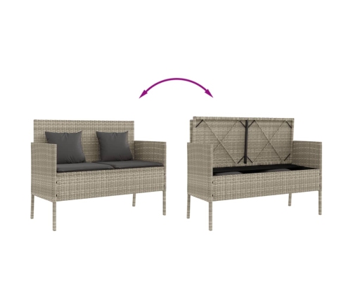 vidaXL dārza sols ar matračiem, gaiši pelēka PE rotangpalma