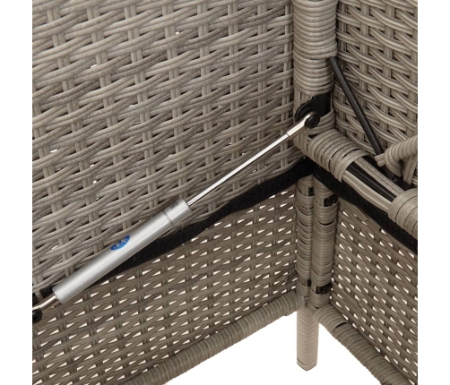 vidaXL dārza sols ar matračiem, gaiši pelēka PE rotangpalma