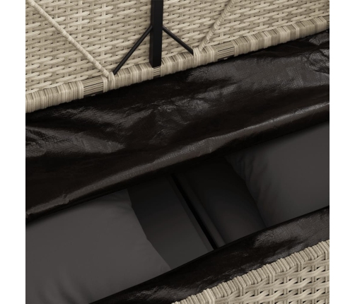 vidaXL dārza sols ar matračiem, gaiši pelēka PE rotangpalma