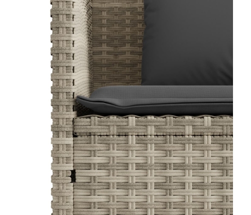 vidaXL dārza sols ar matračiem, gaiši pelēka PE rotangpalma