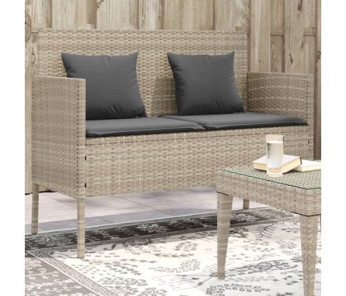 vidaXL dārza sols ar matračiem, gaiši pelēka PE rotangpalma