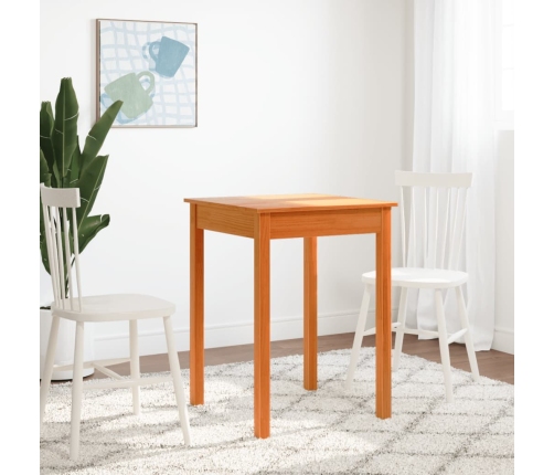 vidaXL virtuves galds, vaska brūnas, 55x55x75 cm, priedes masīvkoks