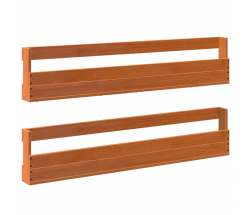 vidaXL sienas apavu plaukti, 2gab., 110x8,5x23,5cm, brūns priedes koks