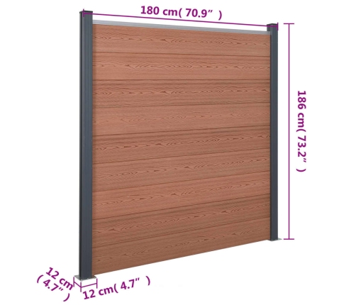 Žoga Paneļu Komplekts, Brūns, 180X186 Cm, Wpc Vidaxl